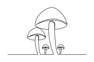 Minimal mushroom illustration in continuous one line drawing with simple and elegant outline style vector