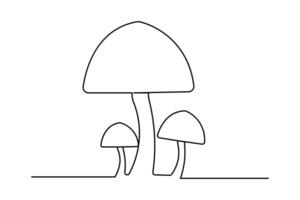 Minimal continuous line mushroom icon artwork vector