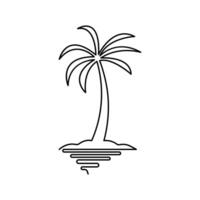 One line palm tree drawing in minimal style simple tropical plant sketch isolated on white vector