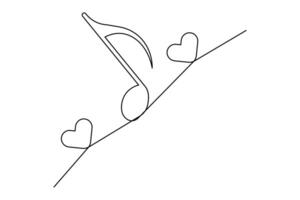 Simple music icon in one line drawing minimal design isolated outline vector