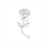 Minimalistic rose sketch created with a continuous single line vector