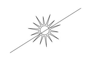 Artistic outline of sunset in one line drawing with minimal and modern abstract concept vector