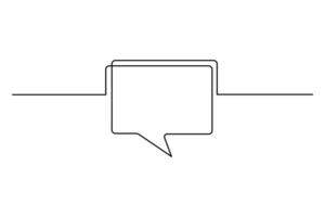 Modern minimalist speech bubble outline with continuous line hand drawing vector