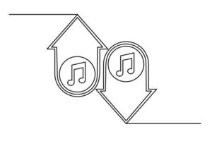 Minimal music icon design in one line drawing outline style vector