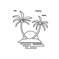 Palm tree outline in one line drawing style minimalist isolated design for tropical summer theme vector