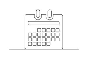 Table calendar continuous line drawing clean and simple isolated vector