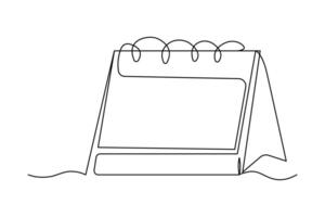 Desk calendar continuous line art minimal outline illustration vector