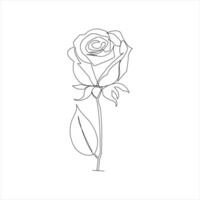 Elegant and simple rose flower outline in continuous line vector