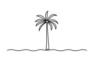 Continuous line palm tree outline drawing minimalist isolated tropical plant design sketch vector