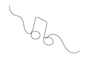Minimalist outline music note drawn with one continuous line vector