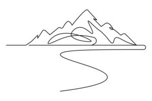 Artistic mountain icon line sketch vector