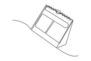 Continuous line art of a table calendar in simple minimalist outline style vector