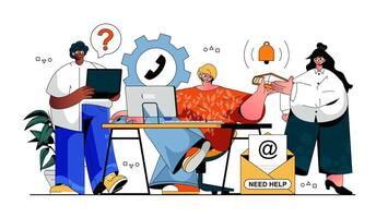 Teamwork illustration with people working together vector