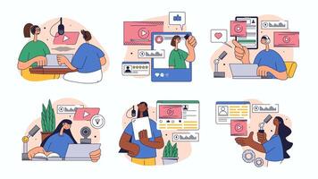 Illustration of digital content creation process vector