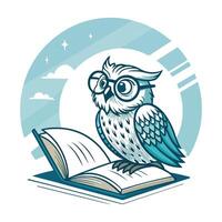 Learning Icon of Wise Owl with Book in Retro Style vector