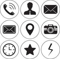 Simple UI Icons Pack Coffee Mail Heart Star Location vector