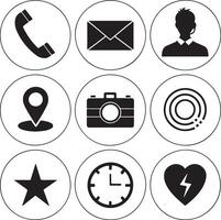 Minimal Line Icons Set Location Star Heart Mail Coffee vector