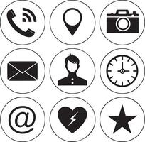 Minimal UI Line Icons Location, Star, Heart, Mail, and Coffee Set vector