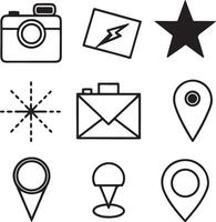 Thin Line Icons Set Coffee Heart Mail Star Location vector