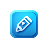 Blue Edit Icon with Pencil and Play Button on transparent background png