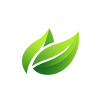 Two stylized green leaves overlapping on transparent background for design projects png
