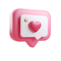 Pink Speech Bubble with Heart Like Notification on transparent background png