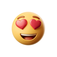 Yellow Emoji with Heart Eyes and a Smiling Expression on a White Background png