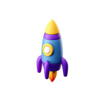 Cartoon Rocket Ship Launching with Flames on Transparent Background colorful cartoon png