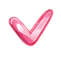 Pink Glass Check Mark Symbol on Transparent Background for Design Use png