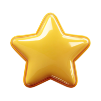 Shiny Yellow Star with Glossy Finish Isolated on Transparent Background glossy png