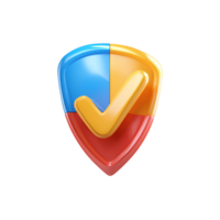 Colorful Shield with Check Mark Icon on Transparent Background glossy shield png