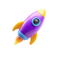 Cartoon Rocket Ship with Flames Isolated on Transparent Background purple cartoon png