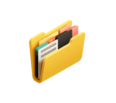 Yellow Folder with Colorful Documents 3D Render on Transparent Background rendering yellow png