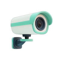 Modern Security Camera in White and Teal Color Scheme on Transparent Background png