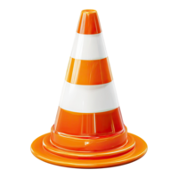 Shiny Orange and White Traffic Cone Isolated on Transparent Background vibrant png
