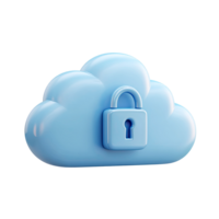 3D Cloud with Padlock Security Icon Illustration on Transparent Background rendering png