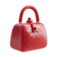 Elegant Red Handbag with Quilted Texture Rendered Style on transparent background png