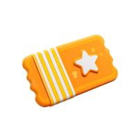 Orange Ticket with Star and Stripes on Transparent Background render png