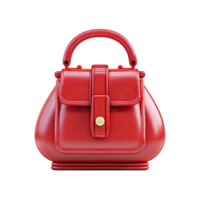 Elegant Red Handbag with Gold Clasp on Transparent Background shiny red png