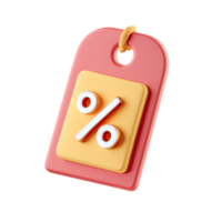 3D Render of a Percentage Discount Tag on transparent background png