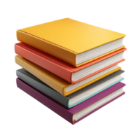 Stack of Colorful Books with Reflection on Transparent Background stack five png
