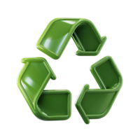 Glossy Green Recycling Symbol Isolated on Transparent Background for Design Projects png