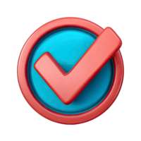 Red check mark in circle on blue background on transparent background png