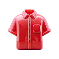 Shiny red shirt with pocket and buttons 3D render on transparent background png
