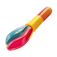 Colorful 3D Paintbrush with Yellow Handle on Transparent Background vibrant rendered png