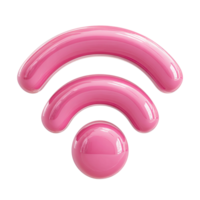 Glossy pink wifi symbol modern internet connection icon on transparent background png