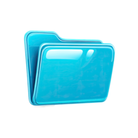Shiny Blue Folder Icon for File Management on transparent background glossy png