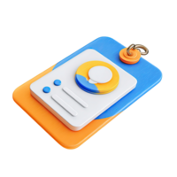 3D Rendered Data Analysis Dashboard Icon with Orange and Blue Colors on transparent background png