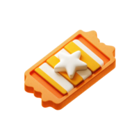 Orange Ticket with White Star and Stripes on transparent background render png