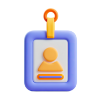 3D Rendered Identity Badge with Person Icon on Transparent Background rendered png